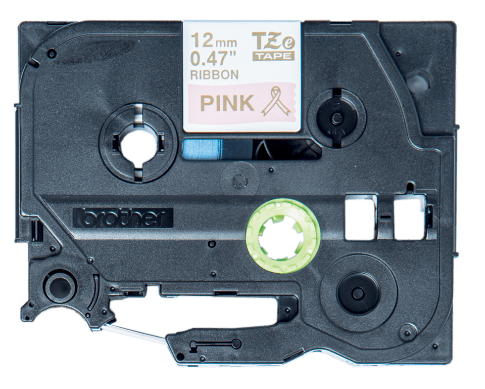 Alkuperäinen Brother TZeRE34 -satiininauha – kullanvärinen teksti pinkillä nauhalla, 12 mm